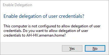 Enable delegation of user credentials